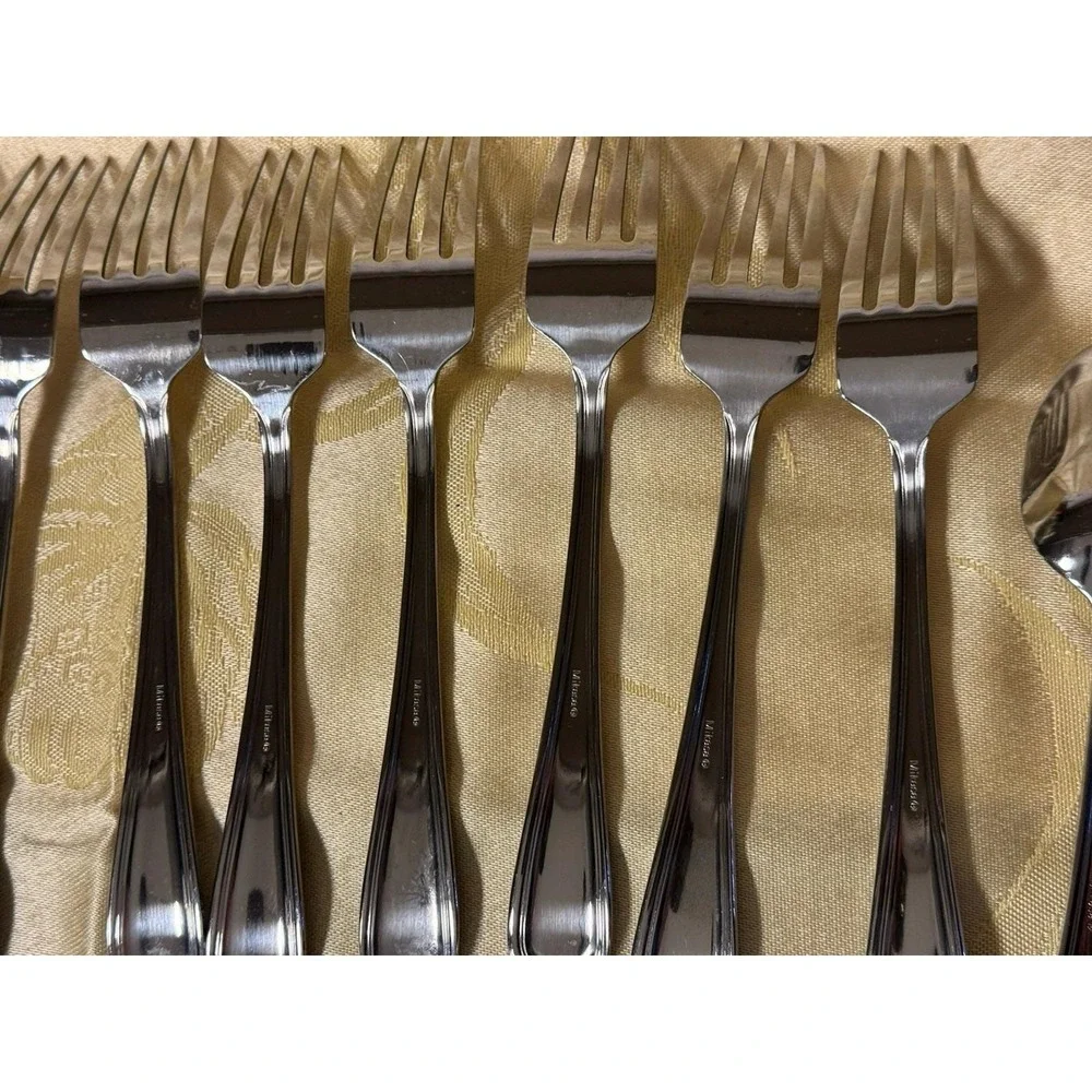 Mikasa Clarissa 21 Pc Stainless Flatware Set Hammered Beaded Forks Spoons Nice
